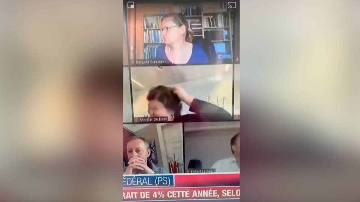 Una pillada como no se recuerda otra igual en una vídeoconferencia: la  ministra de sanidad belga...